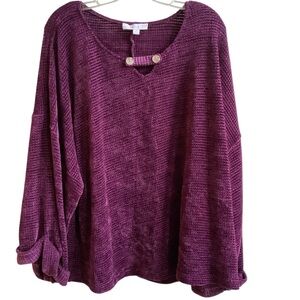 Weekend Suzanne Betro Oversized Purple Chenille Top Plus size 1X